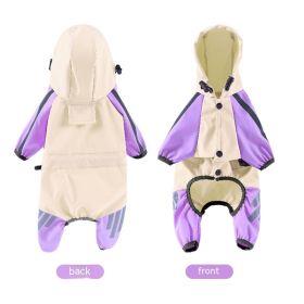 Big Dog Raincoat Cape-style Reflective Stripe Pet (Option: Color Matching Purple-S)