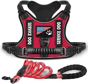 Shock Absorption Comfortable Night Vision Reflective Pet Harness Dog Vest Traction Chest Strap (Option: Red With Rope-XS)