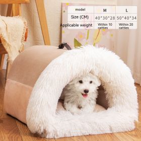 Splicing Portable Pet Bed Portable Warm (Option: Splicing Portable Brown-L)