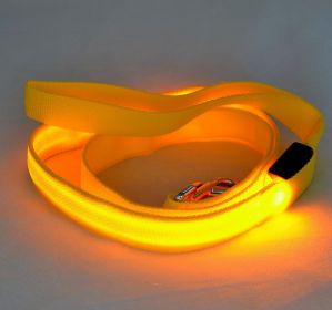 LED Luminous Traction Belt Dog Leash (Option: Yellow-Battery Type Sling)