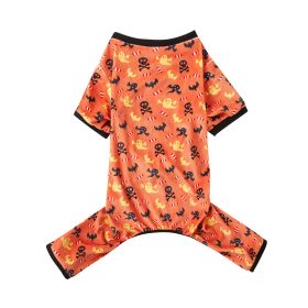 Halloween Dogs And Cats Universal Cartoon Printed Pet Clothes (Option: Orange-S)