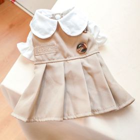 Pet Clothes Khaki Trench Coat Couple Clothes (Option: Khaki Peter Pan Collar Dress-S)