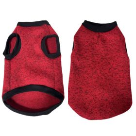 Pet Vest Fleece Lined Padded Warm Keeping Round Neck Pullover Dog Clothing (Option: Red-M)