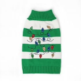 Pet Striped Christmas Lantern Turtleneck Sweater (Option: Green And White-S)