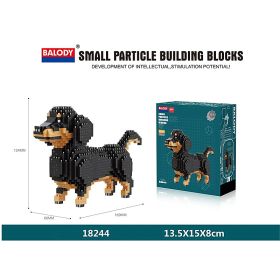 Cartoon Simulation Pet Dog Building Blocks Mini Dachshund Poodle Doberman Model Children's Toy Gift Dog Pet Building Blocks (Color: 18244, size: With box)