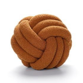 Soft Knot Ball Pillows Throw Knotted Handmade Round Plush Pillow (Color: Brown)