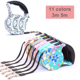 3m 5m Retractable Dog Leash 11 Colors Fashion Printed Puppy Auto Traction Rope Nylon Walking Leash for Small Dogs Cats Pet Leads (Color: color 7, size: 5m)