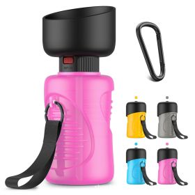 Portable Dog Water Bottle Foldable Pet Feeder Bowl Water Bottle Pets Outdoor Travel Drinker Bowls Drinking Bowl Puppy BPA Free (Color: Pink 500ml, size: Wholesale Price)