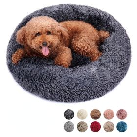 Soft Dog Bed Cat Beds Cat Sleeping Plush Mat Cushion Kitten Nest Sofa Kennel For Puppy Colorful Fluffy Warm Comfortable Pet Bed (Color: Grey, size: 60cm)