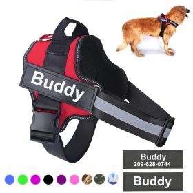 Personalized Dog Harness NO PULL Reflective Breathable Adjustable Pet Harness Vest For Small Large Dog Custom Patch Pet Supplies (Color: Rose Red, size: XS)