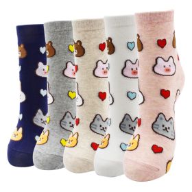 10 Pairs Fashion Colorful Kawaii Cute Cartoon Cotton Women Socks Harajuku Korean Halloween Cat Dog Owl Duck Fox Girl Socks (Color: AYT009, size: EU35-40)