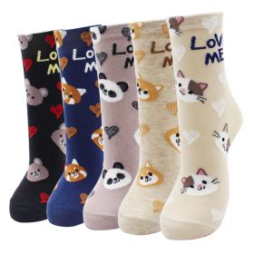 10 Pairs Fashion Colorful Kawaii Cute Cartoon Cotton Women Socks Harajuku Korean Halloween Cat Dog Owl Duck Fox Girl Socks (Color: AYT004, size: EU35-40)