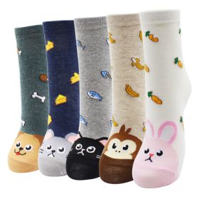 10 Pairs Fashion Colorful Kawaii Cute Cartoon Cotton Women Socks Harajuku Korean Halloween Cat Dog Owl Duck Fox Girl Socks (Color: AYT011, size: EU35-40)