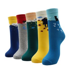 10 Pairs Fashion Colorful Kawaii Cute Cartoon Cotton Women Socks Harajuku Korean Halloween Cat Dog Owl Duck Fox Girl Socks (Color: JW2127, size: EU35-40)