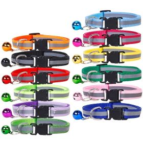 Nylon Collar Reflective With Small Bell For Dog & Cat; Dog Collar; Adjustable dog collar (Color: purple, size: Adjustment)