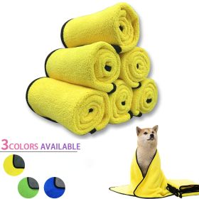 Quick-drying Pet Dog And Cat Towels; Soft Fiber Towels Water-absorbent Bath Towel Cleaning Pet Towel (Color: Yellow, size: 60*30cm/23.6*11.8in)