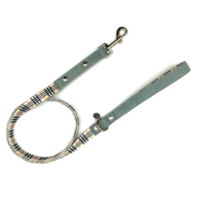 Swag Leash - Denim & Beige Plaid (Color: Beige Plaid & Denim)