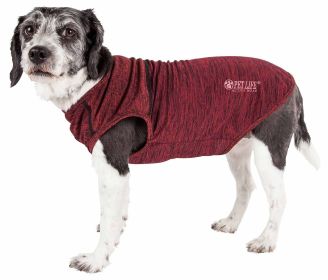 Pet Life Active 'Aero-Pawlse' Heathered Quick-Dry And 4-Way Stretch-Performance Dog Tank Top T-Shirt (Color: Red)