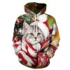 Europe and the United States new women's Christmas sweater Christmas cat Elk dog digital print hooded sweater