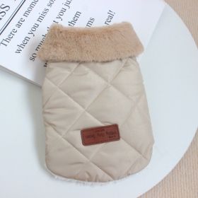 Dog Clothes Autumn And Winter Clothing Thickened Warm Cotton Coat (Option: Beige-L)