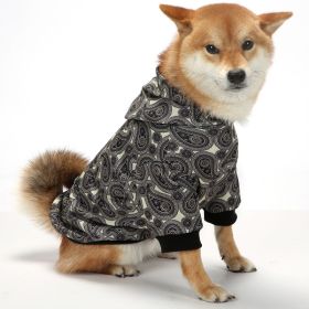 Christmas Dog Clothes Thickened Plaid Hooded Two-leg Sweater (Option: Black Paisley-XL)