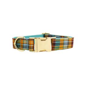 Green Plaid Plain Pet Collar (Option: Dog Collar-S)