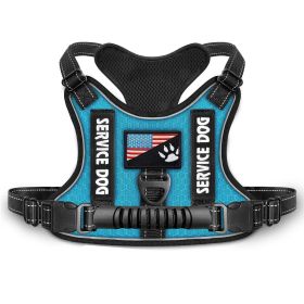 Shock Absorption Comfortable Night Vision Reflective Pet Harness Dog Vest Traction Chest Strap (Option: Blue-S)