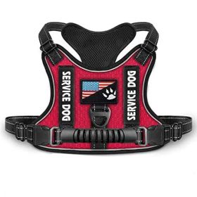 Shock Absorption Comfortable Night Vision Reflective Pet Harness Dog Vest Traction Chest Strap (Option: Red-S)